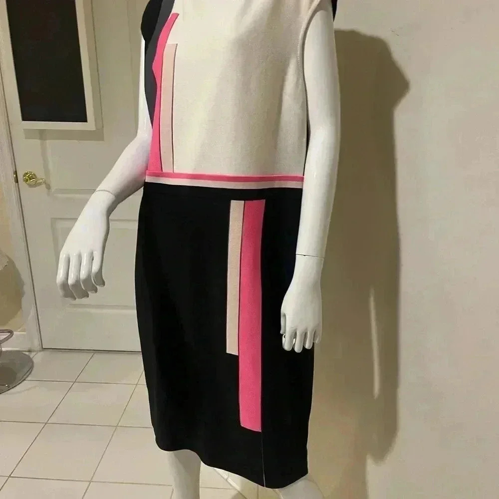 ST.John Cavier multi gorgeous dress,new with a tag black, pink & cream stripes - Picture 2 of 16